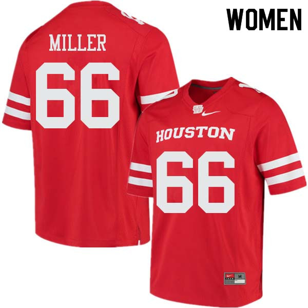 Women #66 Cole Miller Houston Cougars College Football Jerseys Sale-Red